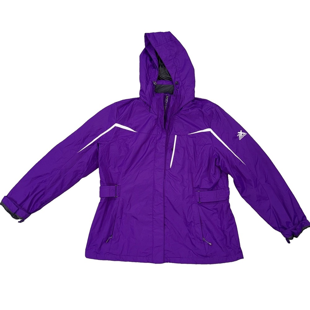 ZERO XPOSUR WOMENS PURPLE WINTER SKI JACKET COAT REMOVABLE HOOD ADJ. BELT SZ XL
